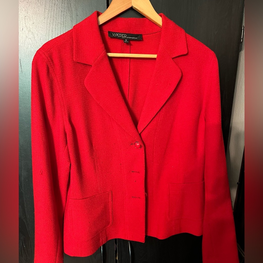 Kasper Twill Blazer in Bright Red